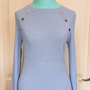 Loft Ribbed Crewneck Pullover Sweater - Light Blue - Size M - NWT